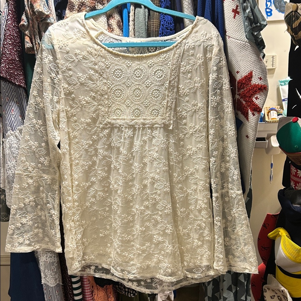 Elegant Cream Lace Women's Top